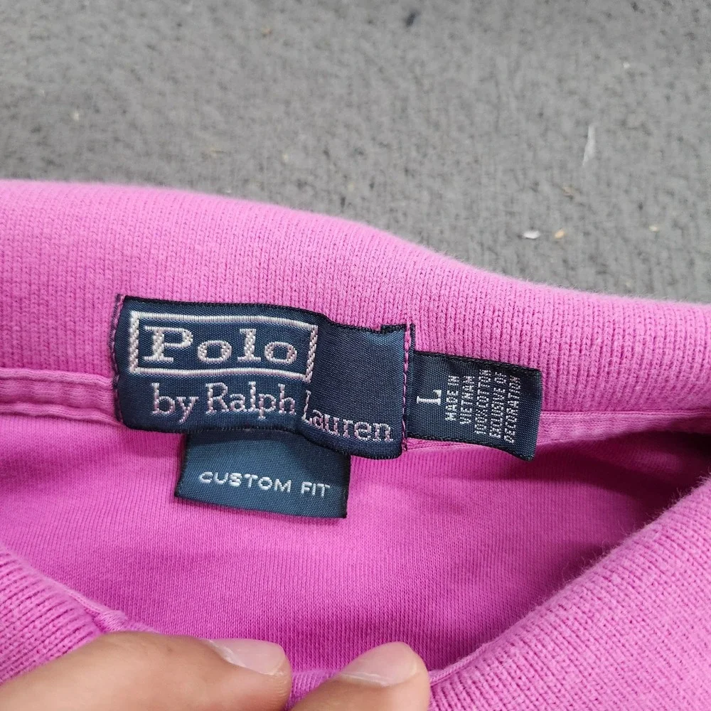 Polo Ralph Lauren Mens Custom Fit Pink Short Sleeve Polo Shirt Large Logo